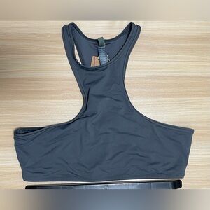 SKIMS Recycled Swim High Neck Racerback Top - Gunmetal Sz L NWT